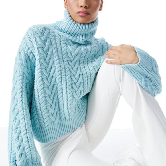 ALICE + OLIVIA Nance Wide Sleeve Cable Knit Turtleneck Size XS - Picture 5 of 6